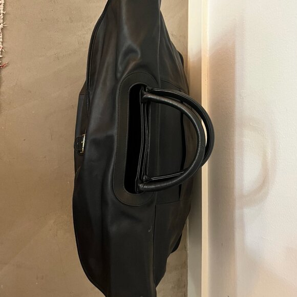 Coach Black Leather Duffel Weekender Tote - Picture 4 of 9